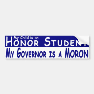 Bumpersticker - Honor Student vs gouverneur (blauw