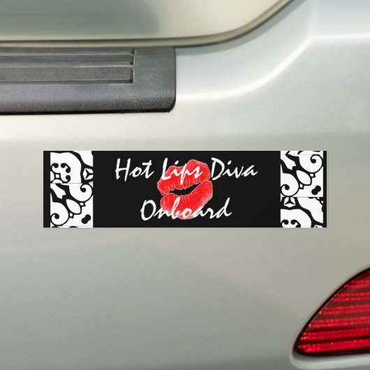 Bumpersticker "Hot Lips Diva on-board" (Op auto)