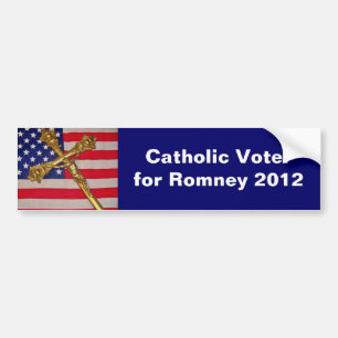 Bumpersticker katholieke kiezer voor Romney 2012