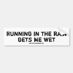 bumpersticker, loopt in de regen bumpersticker