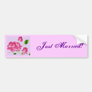 Bumpersticker "Net getrouwd" roze lavender Roos