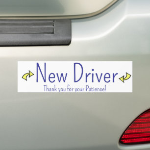 Bumpersticker Nieuwe bestuurder, dank u geduld