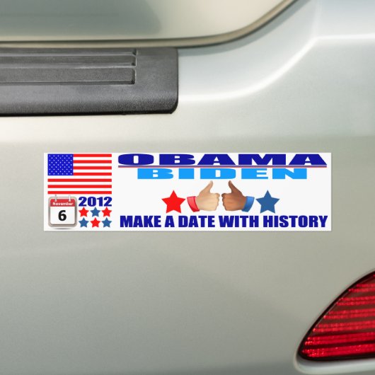 Bumpersticker - Obama/Biden - Vlag - Datum/Geschie (Op auto)