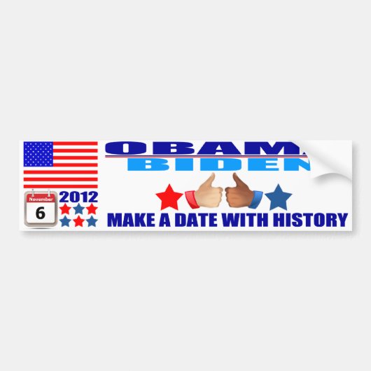 Bumpersticker - Obama/Biden - Vlag - Datum/Geschie (Voorkant)