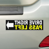 Bumpersticker rechts rijden links vooraan (Op auto)