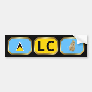 Bumpersticker Sint Lucia-vlaggenplattegrond