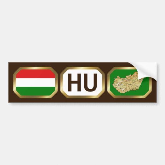 Bumpersticker van de Hongaarse vlaggenkaartcode (Voorkant)
