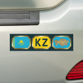 Bumpersticker van de Kazachse vlaggenplattegrond (Op auto)