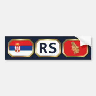 Bumpersticker van de Servische vlaggenkaartcode