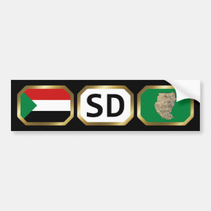 Bumpersticker van de Soedanese vlaggenkaartcode