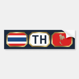 Bumpersticker van de Thailand-vlaggenplattegrond
