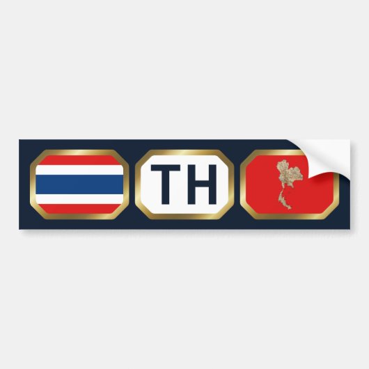 Bumpersticker van de Thailand-vlaggenplattegrond (Voorkant)