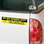 Bumpersticker van de vastgoedinvesteerder We kopen (Op Truck)
