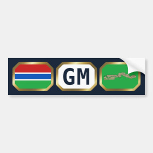 Bumpersticker van de vlaggenkaartcode van Gambia