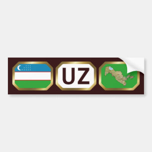 Bumpersticker van de vlaggenkaartcode van Oezbekis