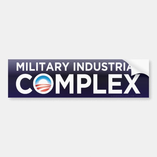 Bumpersticker van militair industriecomplex Obama (Voorkant)