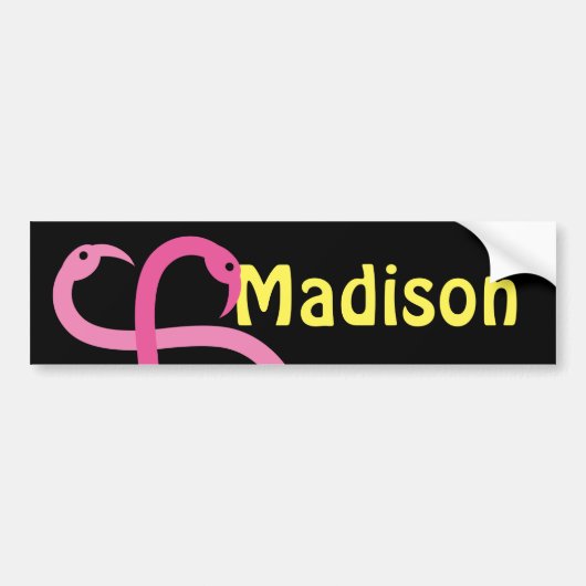 Bumpersticker Visual Fun Madison Roze Flamingos (Voorkant)