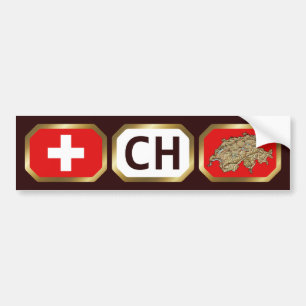 Bumpersticker vlaggenkaartcode Zwitserland
