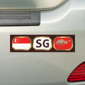 Bumpersticker voor de Singapore-vlaggenplattegrond (Op auto)