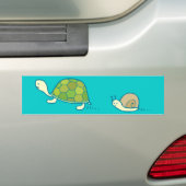Bumpersticker voor schildpad en slak (Op auto)