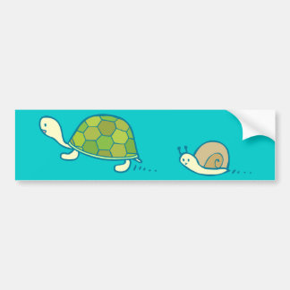 Bumpersticker voor schildpad en slak