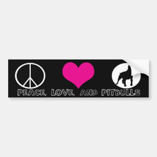 Bumpersticker Vrede, Liefde en Pitbulls