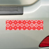 Bumpersticker Wit-Rusland Folk Red White Pattern (Op auto)
