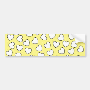 Bumpersticker Yellow White Hearts