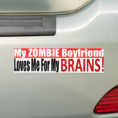 Bumpersticker Zombie Boyvriend (Op auto)