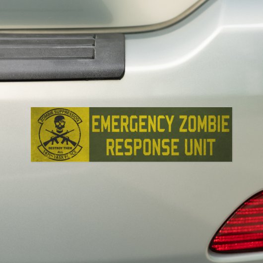Bumpersticker Zombie Response Unit (Op auto)