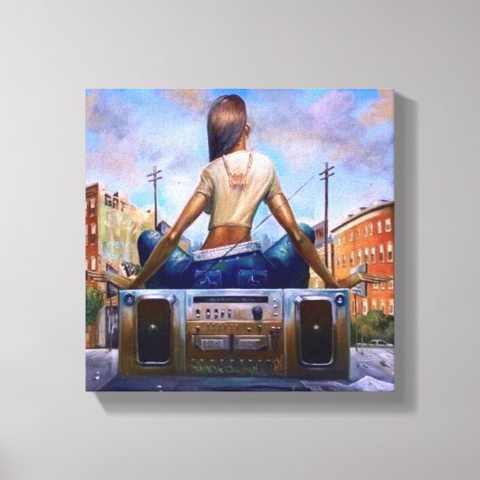 Bumping my Boombox in de Hood Canvas Afdruk (Voorkant)