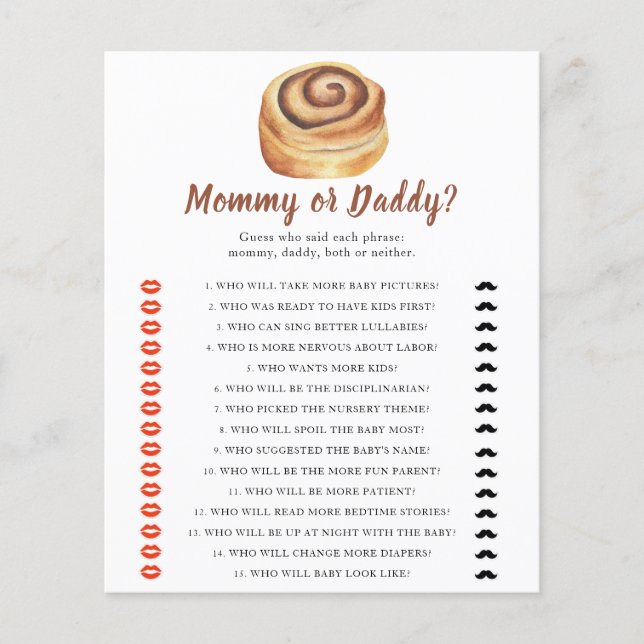 Bun baby shower - mama of papa spel (Voorkant)