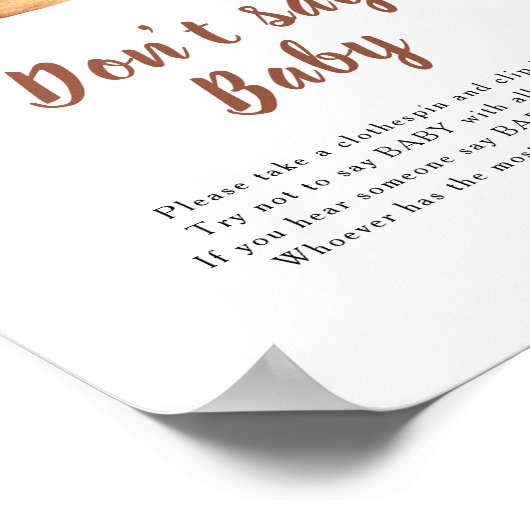 Bun baby shower - Zeg geen baby Poster (Hoek)