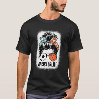 Bun hair zuster van zowel voetbal als honkbal t-shirt