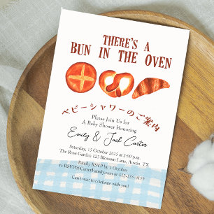 Bun in de Oven Baby shower Bakkerij Blue Gingham Kaart