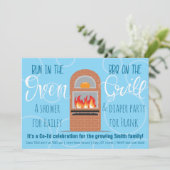 Bun in de Oven/BBQ op de Grill Co-ed Party Kaart (Staand voorkant)