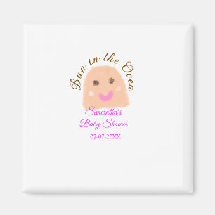 Bun in de oven beige dumpling baby shower roze br magneet