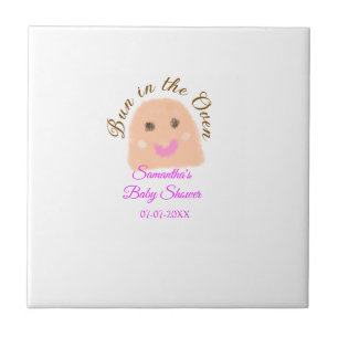 Bun in de oven beige dumpling baby shower roze br tegeltje