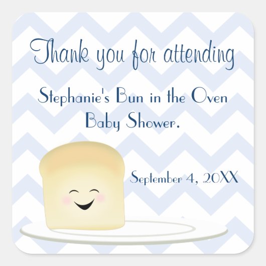 Bun in de Oven Blauw Vierkante Sticker (Voorkant)