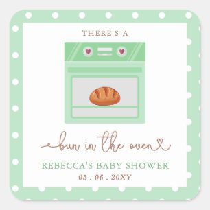 Bun in de oven genderneutraal Baby shower Vierkante Sticker