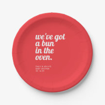 Bun in de oven Modern Minimal Red Baby shower