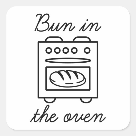 Bun in de Oven Vierkante Sticker (Voorkant)