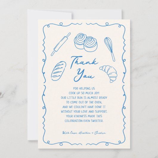 Bun in het Oven Bakery Baby shower Bedankkaart (Voorkant)