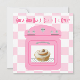 Bun in het roze Baby shower van de Oven Baby Girl Advieskaart