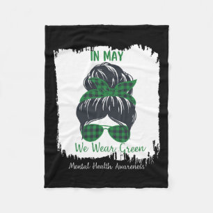 BUN In mei Draag we Green Mental Health Awareness Fleece Deken