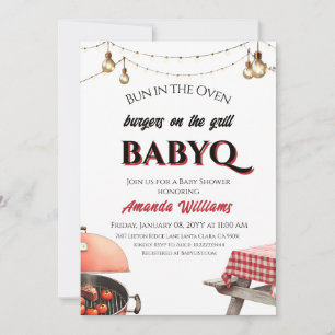 Bun in Oven Burger op Grill BabyQ BBQ Baby shower Kaart
