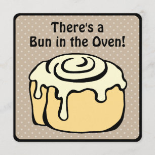 Bun in Oven Cute Modern Baby shower Invitation Kaart