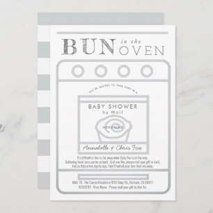 Bun in Oven Grey Baby shower door Mail Kaart