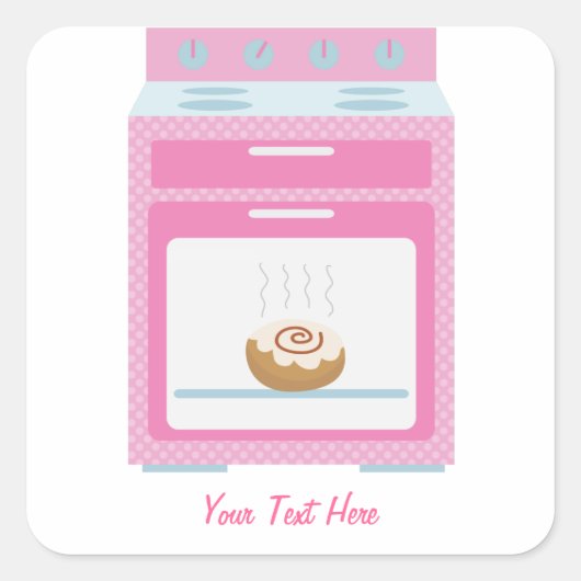 Bun In Oven (roze aanpasbaar) Vierkante Sticker (Voorkant)
