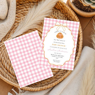Bun In The Oven Bruine Gingham Baby Shower Kaart